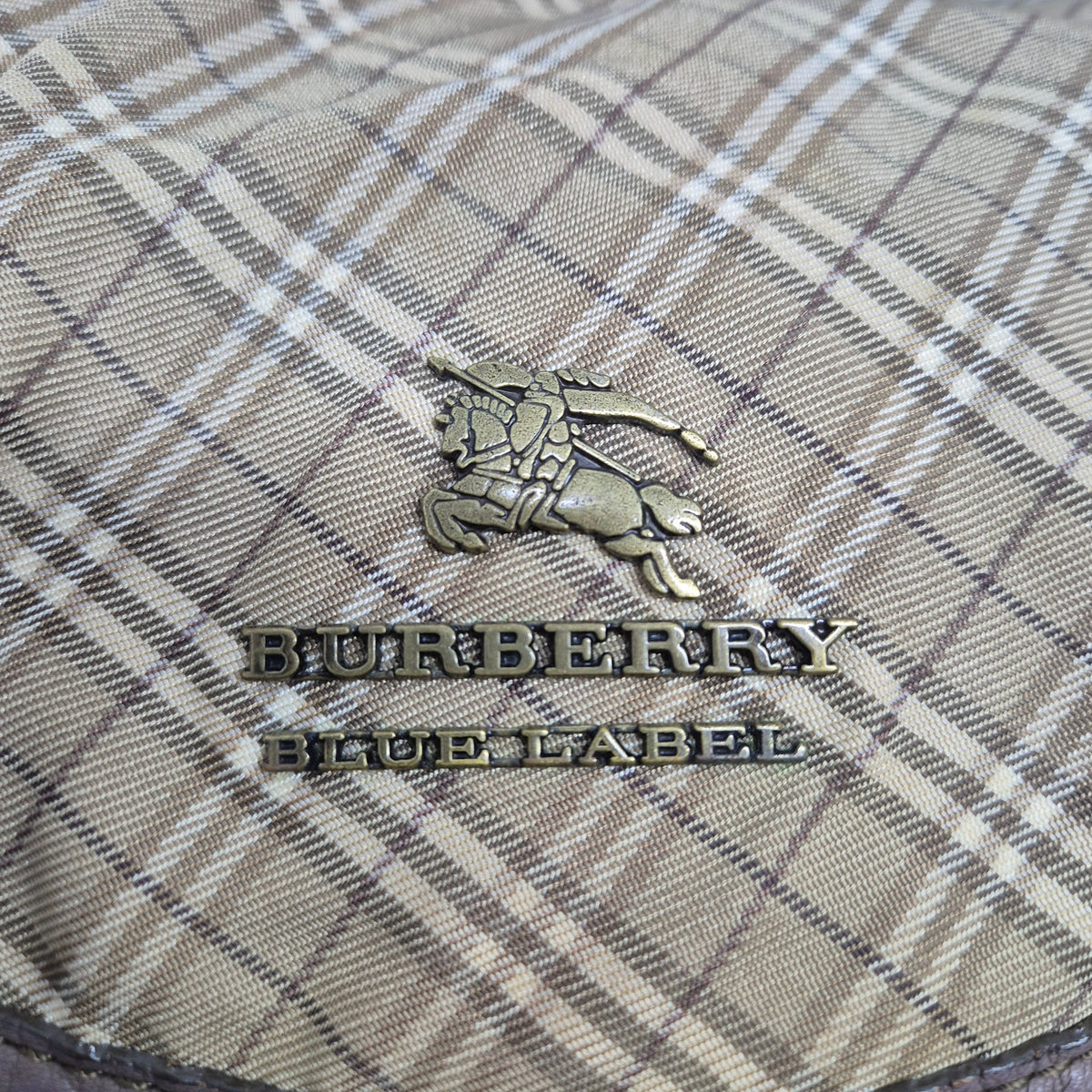 Blue Label Burberry Nova Check Canvas Hobo Bag Brass Hw (Brown)