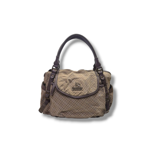 Blue Label Burberry Nova Check Canvas Hobo Bag Brass Hw (Brown)