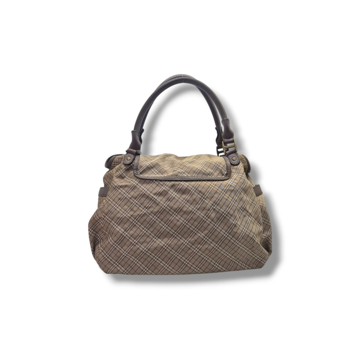 Blue Label Burberry Nova Check Canvas Hobo Bag Brass Hw (Brown)