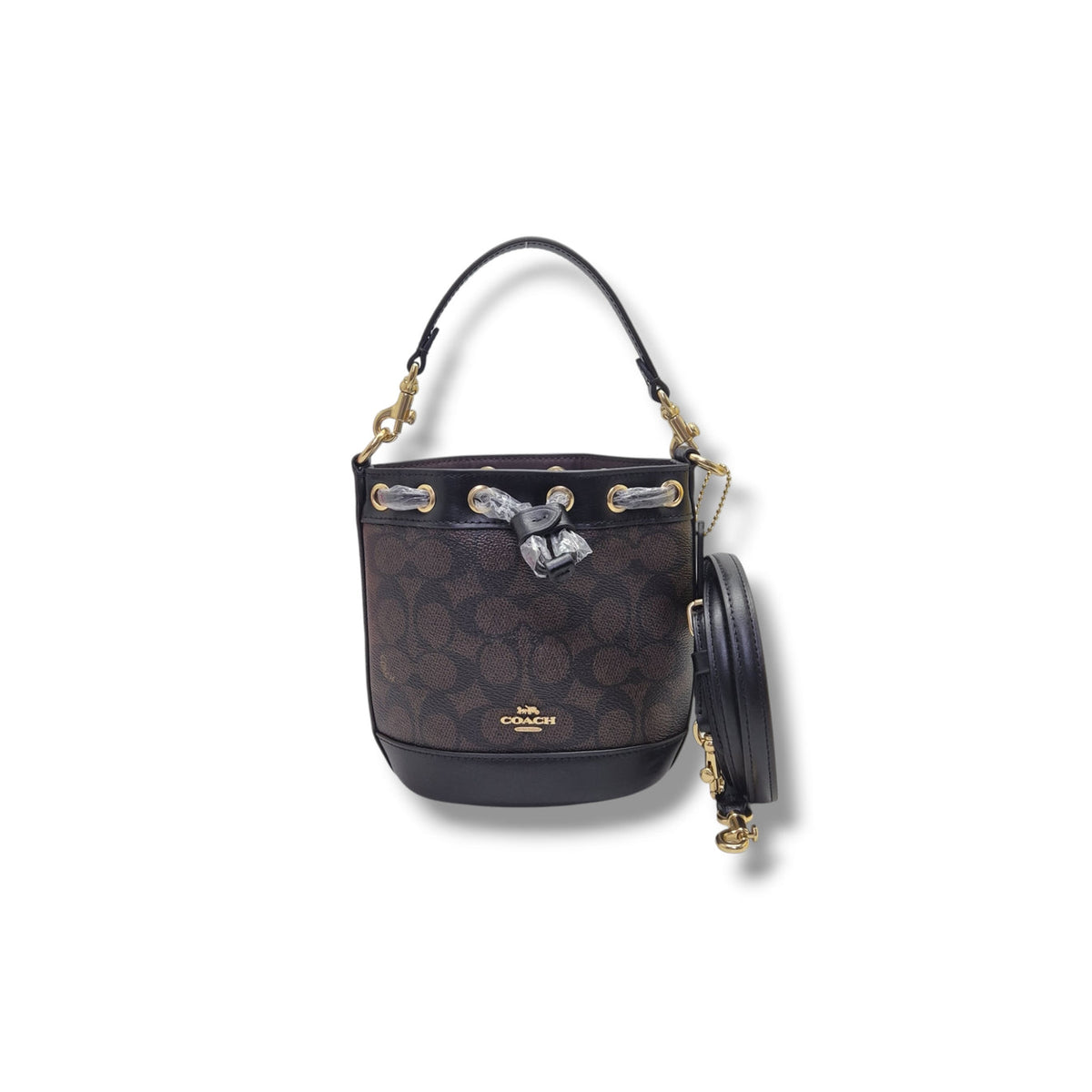 Coach Signature Canvas Mini Bucket Bag (Brown/Black)