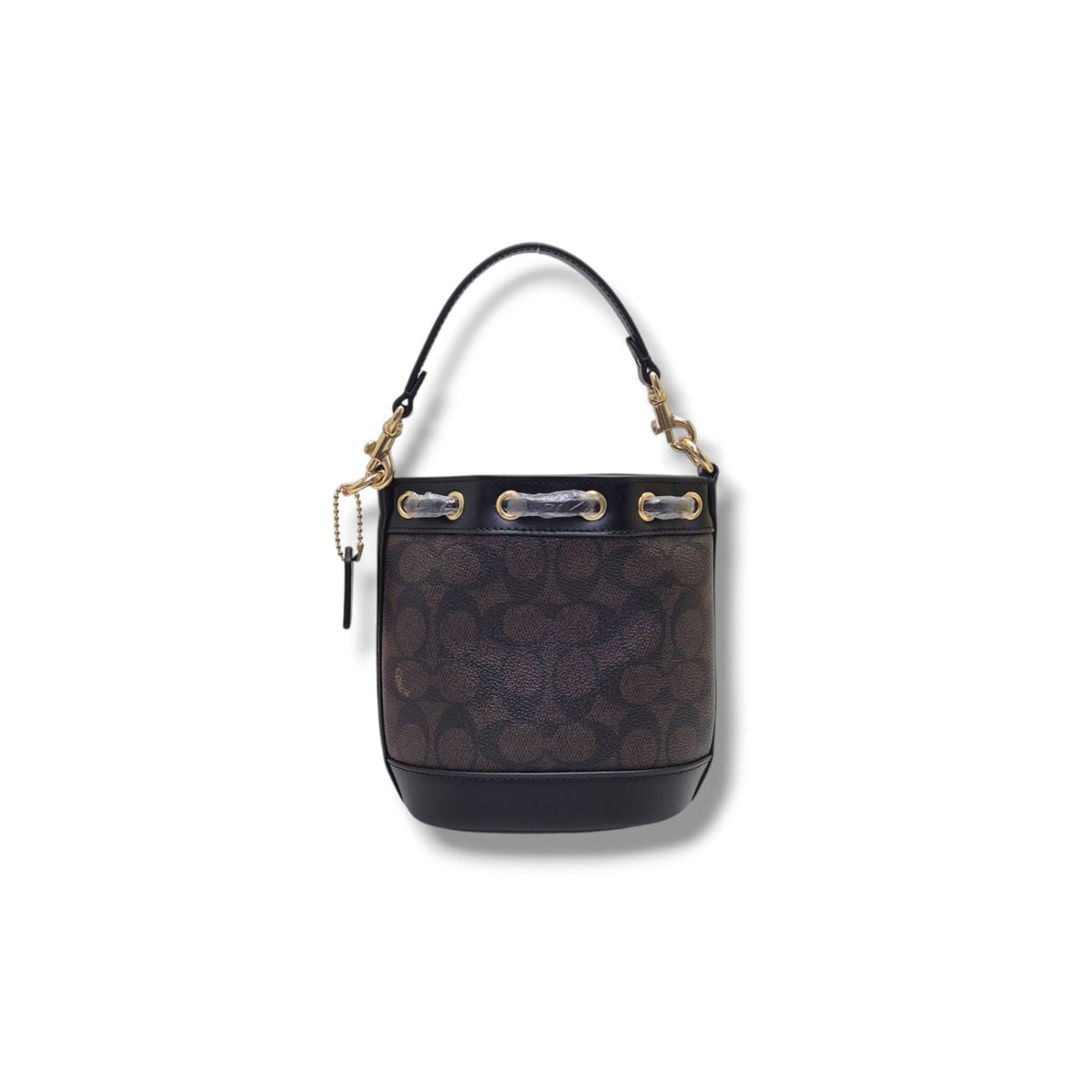 Coach Signature Canvas Mini Bucket Bag (Brown/Black)