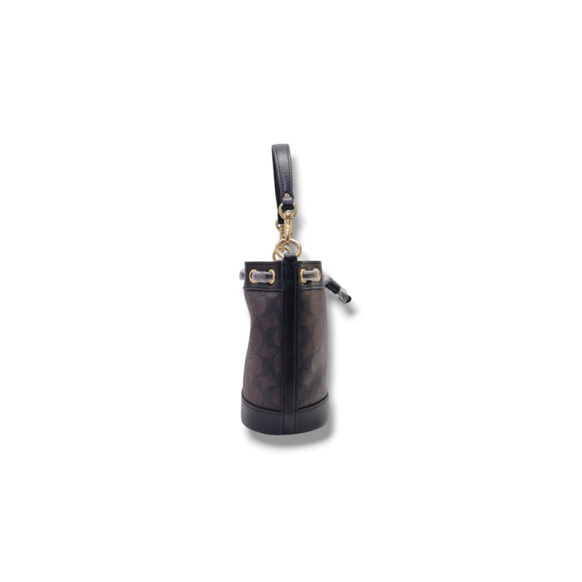 Coach Signature Canvas Mini Bucket Bag (Brown/Black)