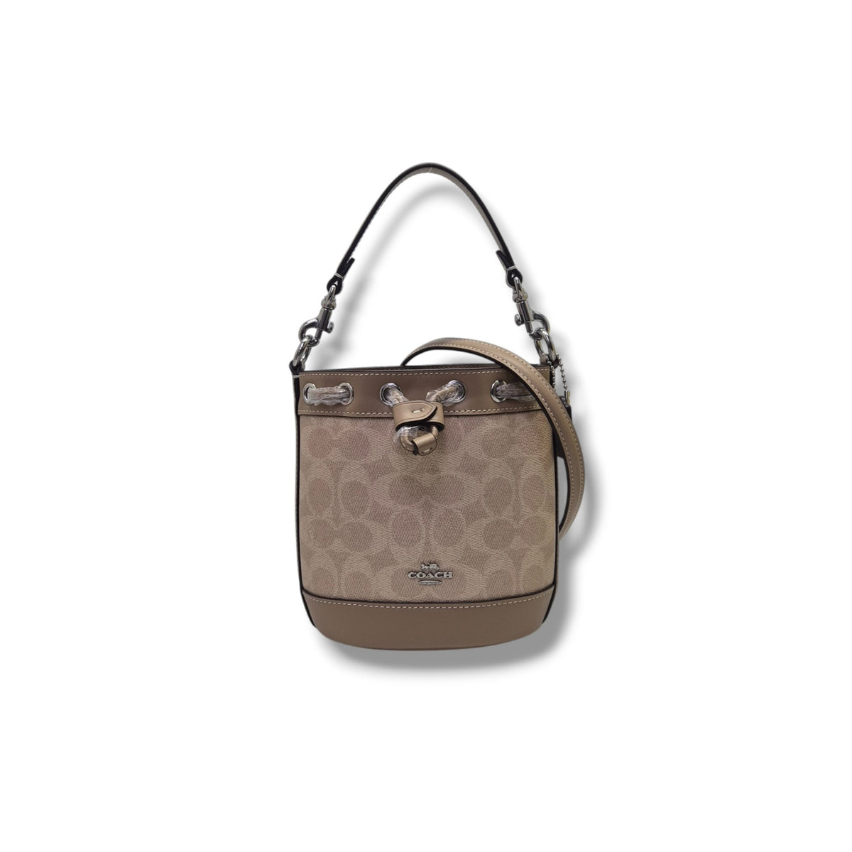 Coach Signature Canvas Mini Bucket Bag (Sand/Taupe)