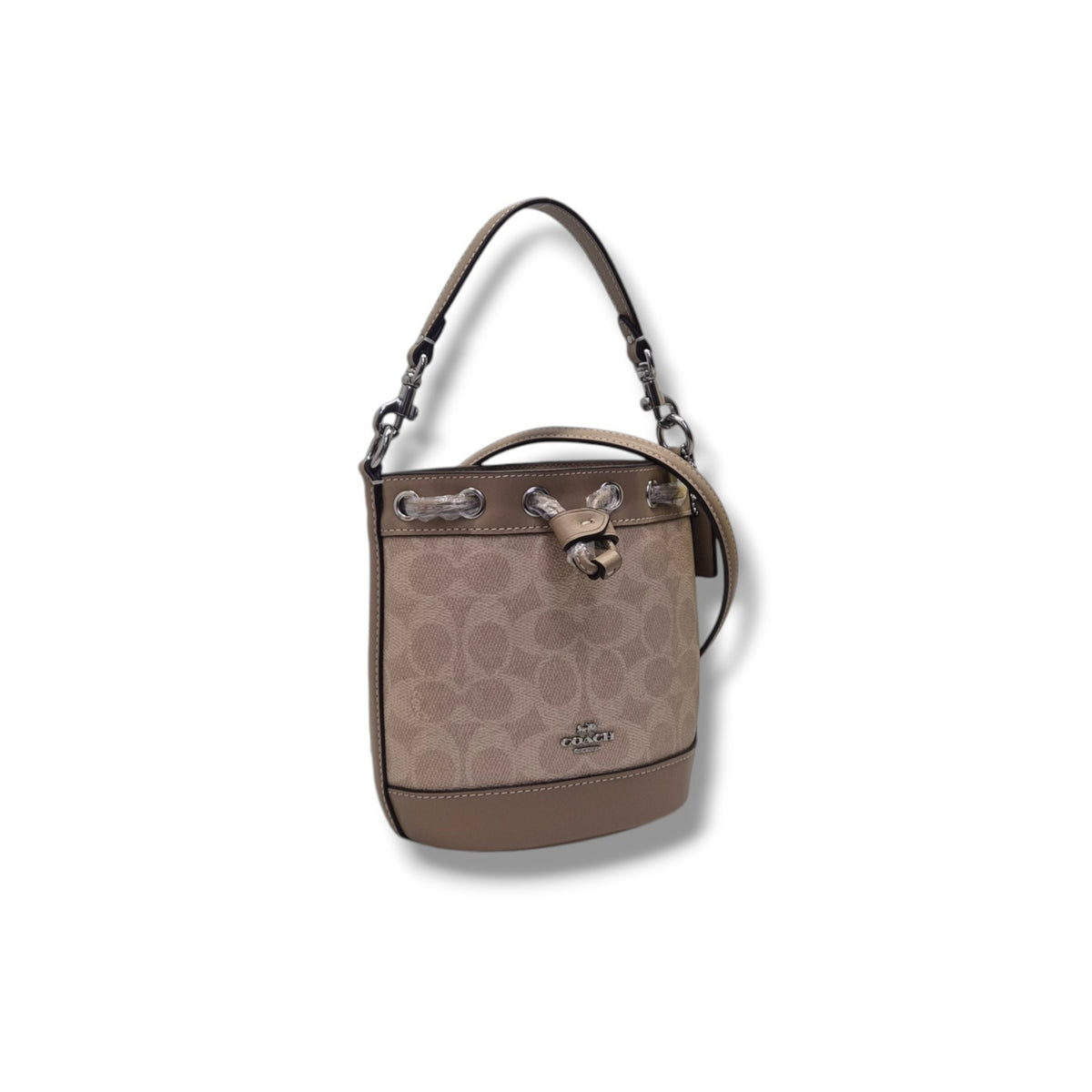 Coach Signature Canvas Mini Bucket Bag (Sand/Taupe)