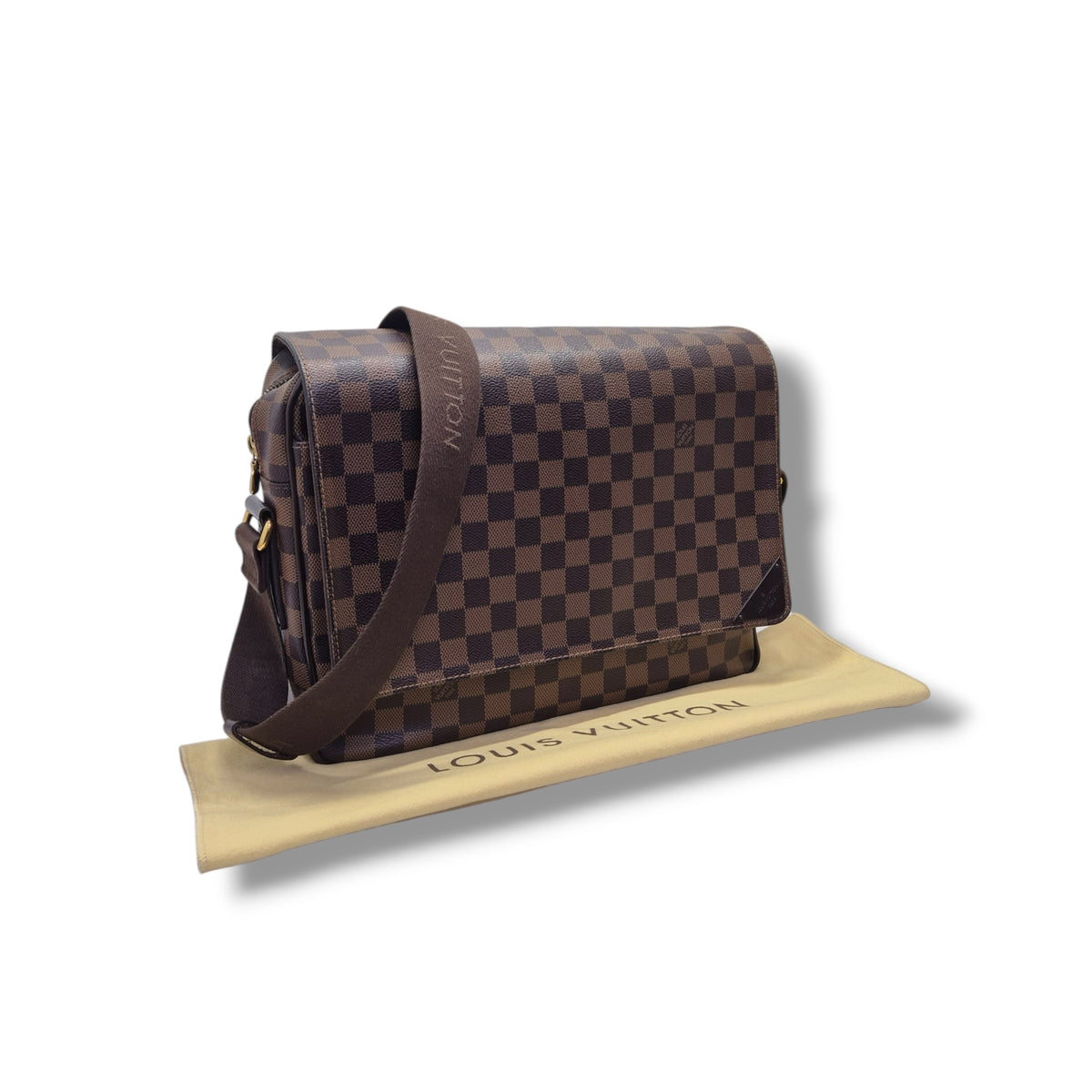 Louis Vuitton Shelton MM Messenger Bag Damier Ebene Ghw