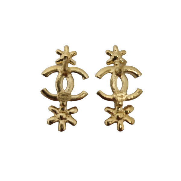 Chanel Earrings CC Logo Crystal Embellised Flower Street Ghw