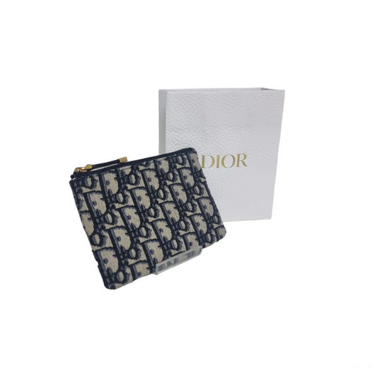 Christian Dior Zip Pouch Small Blue Oblique Dior Jacquard Ghw