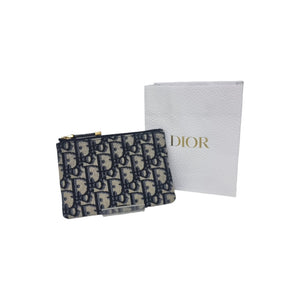 Christian Dior Zip Pouch Small Blue Oblique Dior Jacquard Ghw