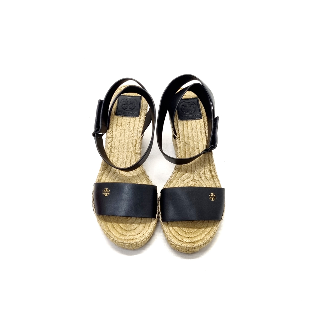 Tory Burch Bima 2 Espadrille Wedge Jute Heel Black ValiseLaBel