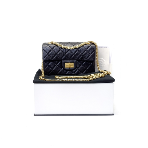 Chanel Reissue Mini 2.55 Aged Calfskin Leather Ghw (Black)