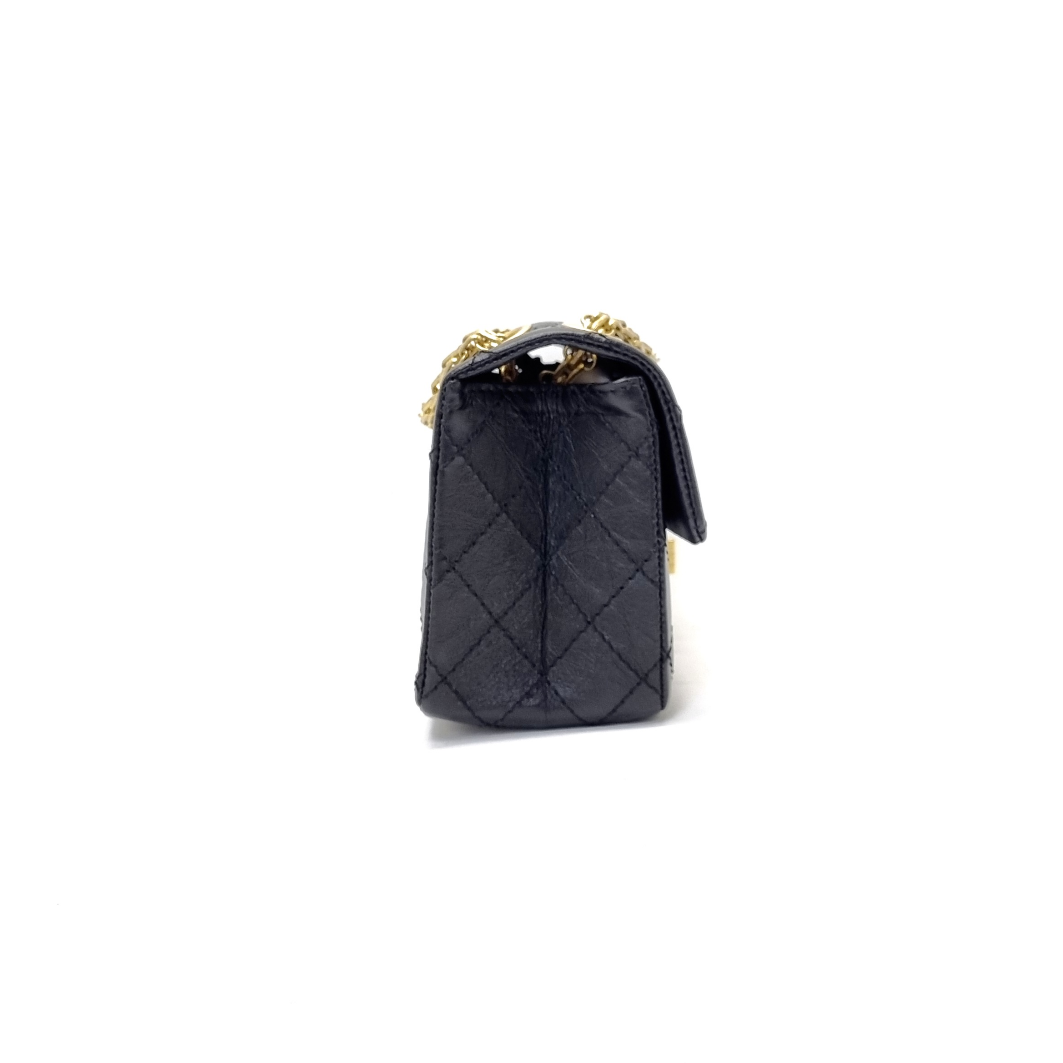 Chanel Reissue Mini 2.55 Aged Calfskin Leather Ghw (Black)