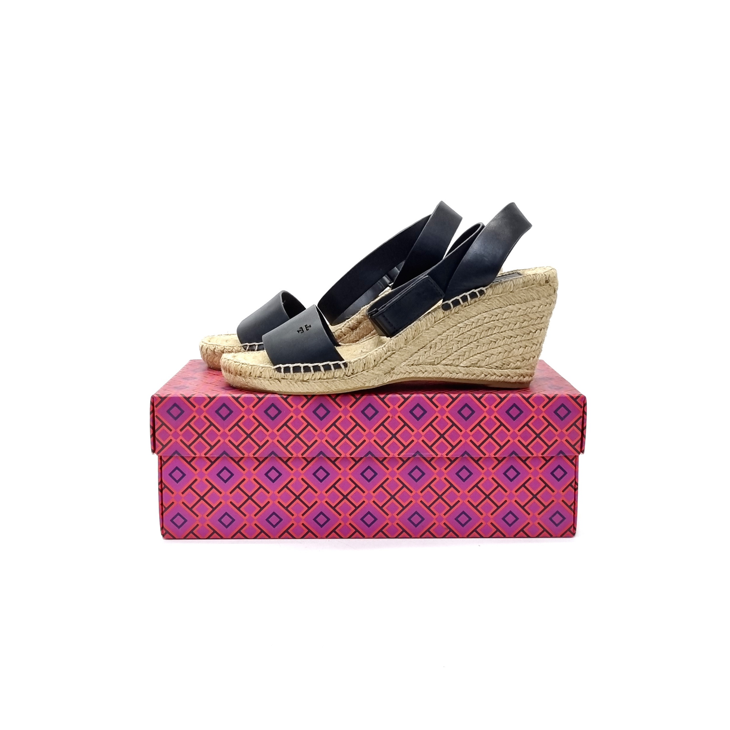 Tory Burch Bima 2 Espadrille Wedge Jute Heel (Black)