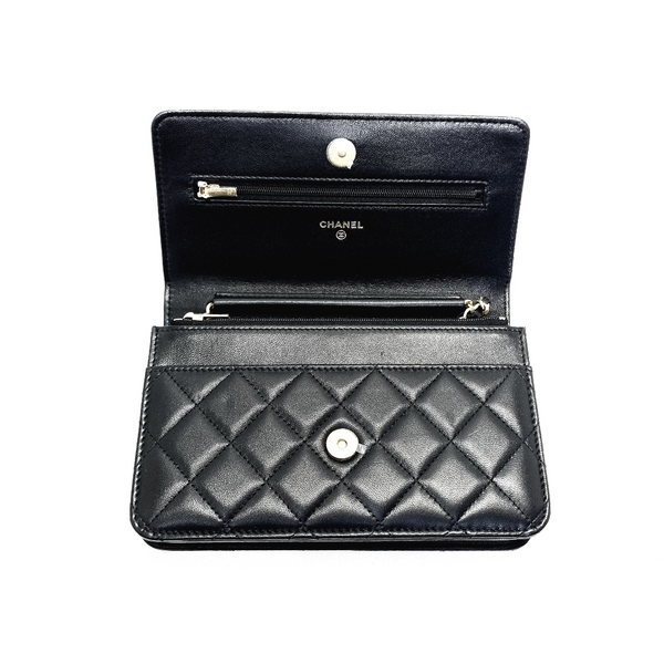 Chanel Wallet On Chain Lambskin Ghw (Black)