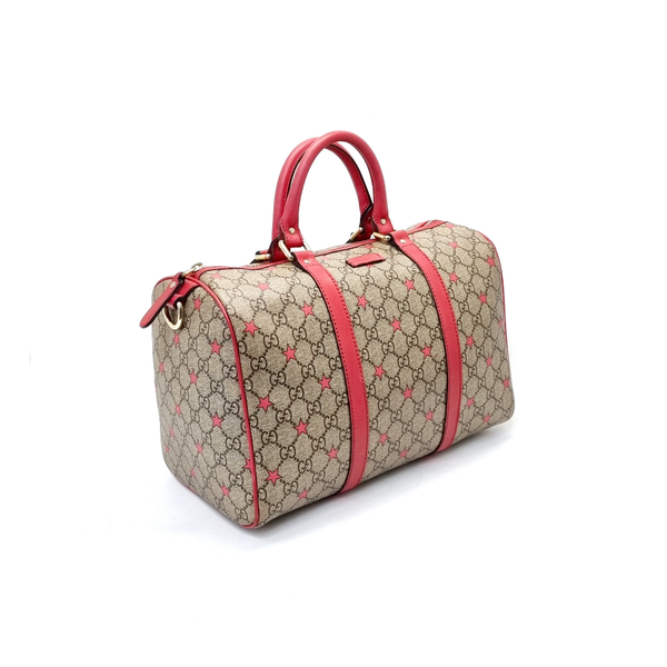 Gucci Joy GG Supreme Star Limited Edition 2013 Canvas Boston Bag Ghw (Beige/Red)