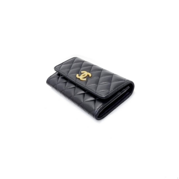 Chanel Flap Wallet Long Lambskin Ghw (Black)