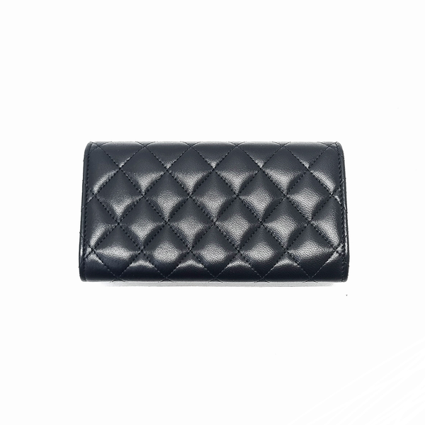 Chanel Flap Wallet Long Lambskin Ghw (Black)