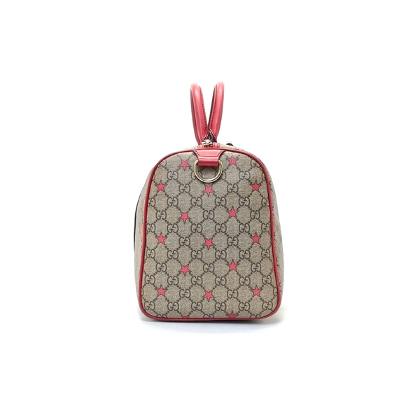 Gucci Joy GG Supreme Star Limited Edition 2013 Canvas Boston Bag Ghw (Beige/Red)