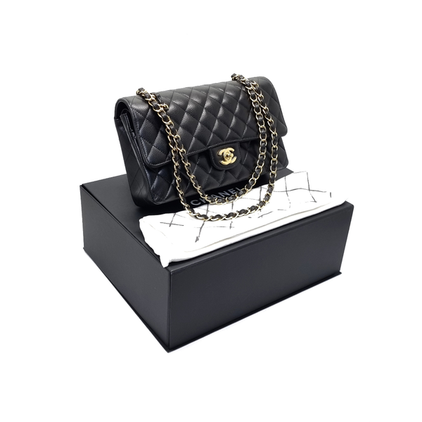 Chanel Classic Medium Double Flap Caviar Ghw (Black)