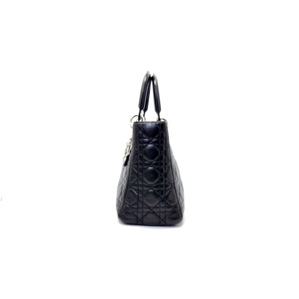 Christian Dior Lady Dior Medium Lambskin Cannage Shw (Black)