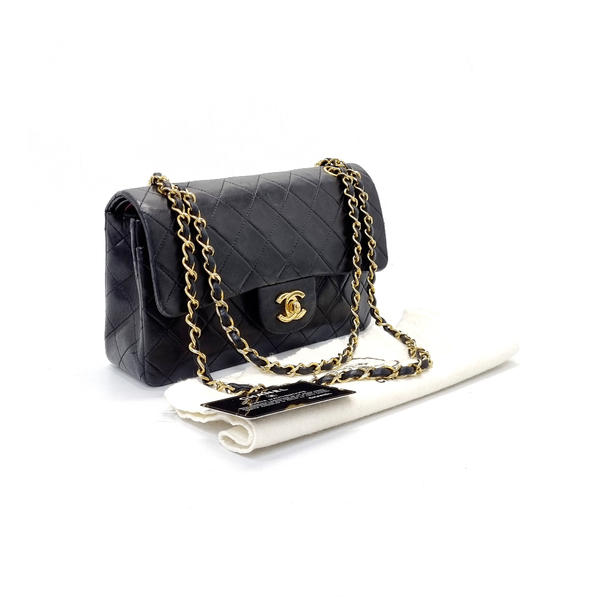 Chanel Vintage Classic Double Flap Small Lambskin Ghw (Black)