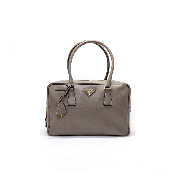 Prada Bauletto Saffiano Leather Medium Ghw (Marble Grey)