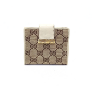 Gucci GG Compact Wallet Canvas Leather Ghw (Beige)