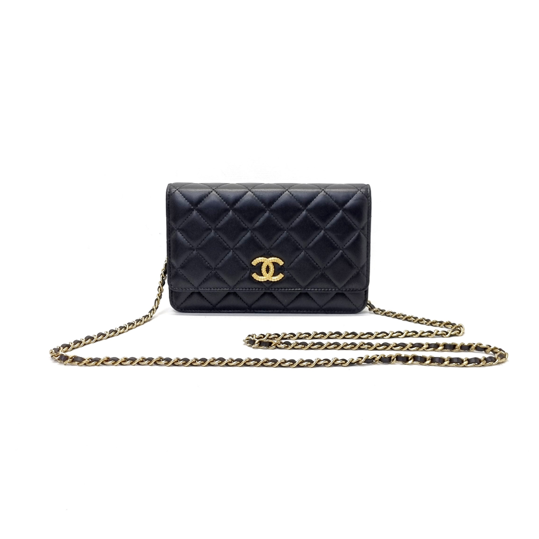 Chanel Wallet On Chain Lambskin Ghw Black Valiselabel
