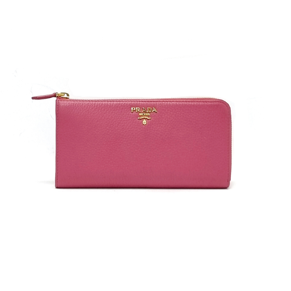 Prada 1ML183 Vitello Grain Leather Zippy Wallet Ghw (Peonia/Pink)