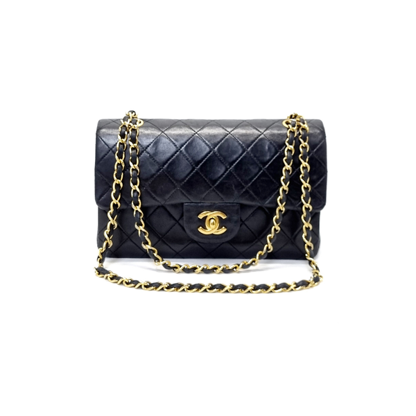 Chanel Vintage Classic Double Flap Small Lambskin Ghw (Black)