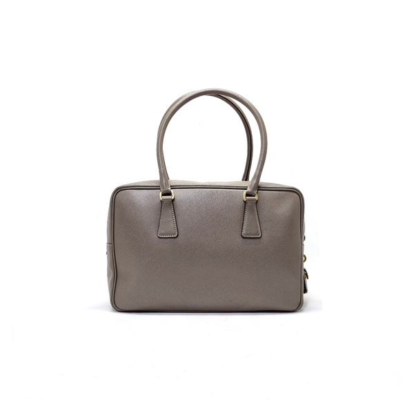 Prada Bauletto Saffiano Leather Medium Ghw (Marble Grey)