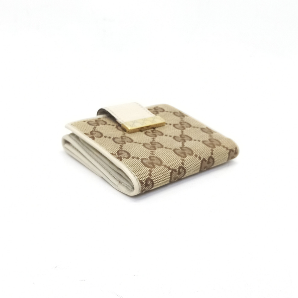 Gucci GG Compact Wallet Canvas Leather Ghw (Beige)