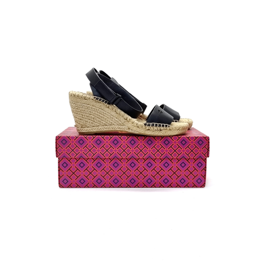 Tory Burch Bima 2 Espadrille Wedge Jute Heel (Black)