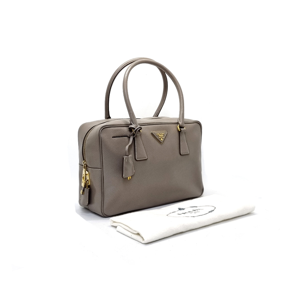 Prada Bauletto Saffiano Leather Medium Ghw (Marble Grey)