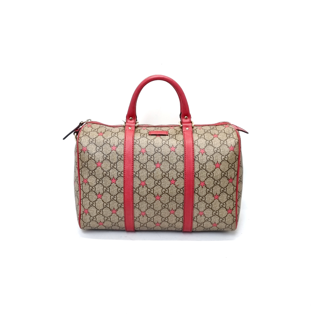 Gucci Joy GG Supreme Star Limited Edition 2013 Canvas Boston Bag Ghw (Beige/Red)