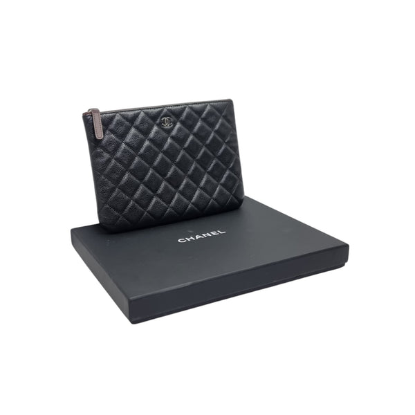 Chanel O Case Medium Lambskin Leather Shw (Black)