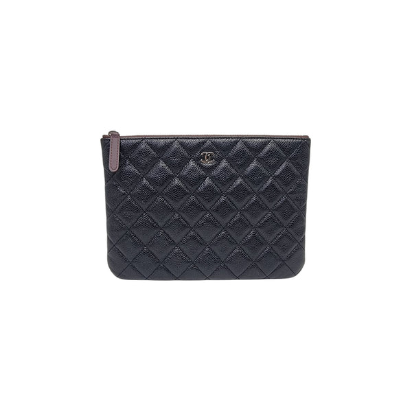 Chanel O Case Medium Lambskin Leather Shw (Black)