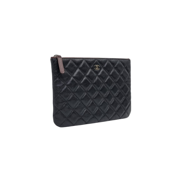 Chanel O Case Medium Lambskin Leather Shw (Black)