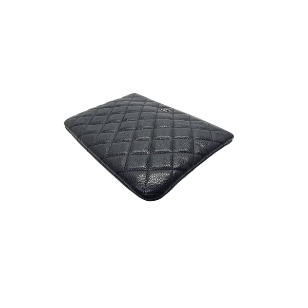 Chanel O Case Medium Lambskin Leather Shw (Black)