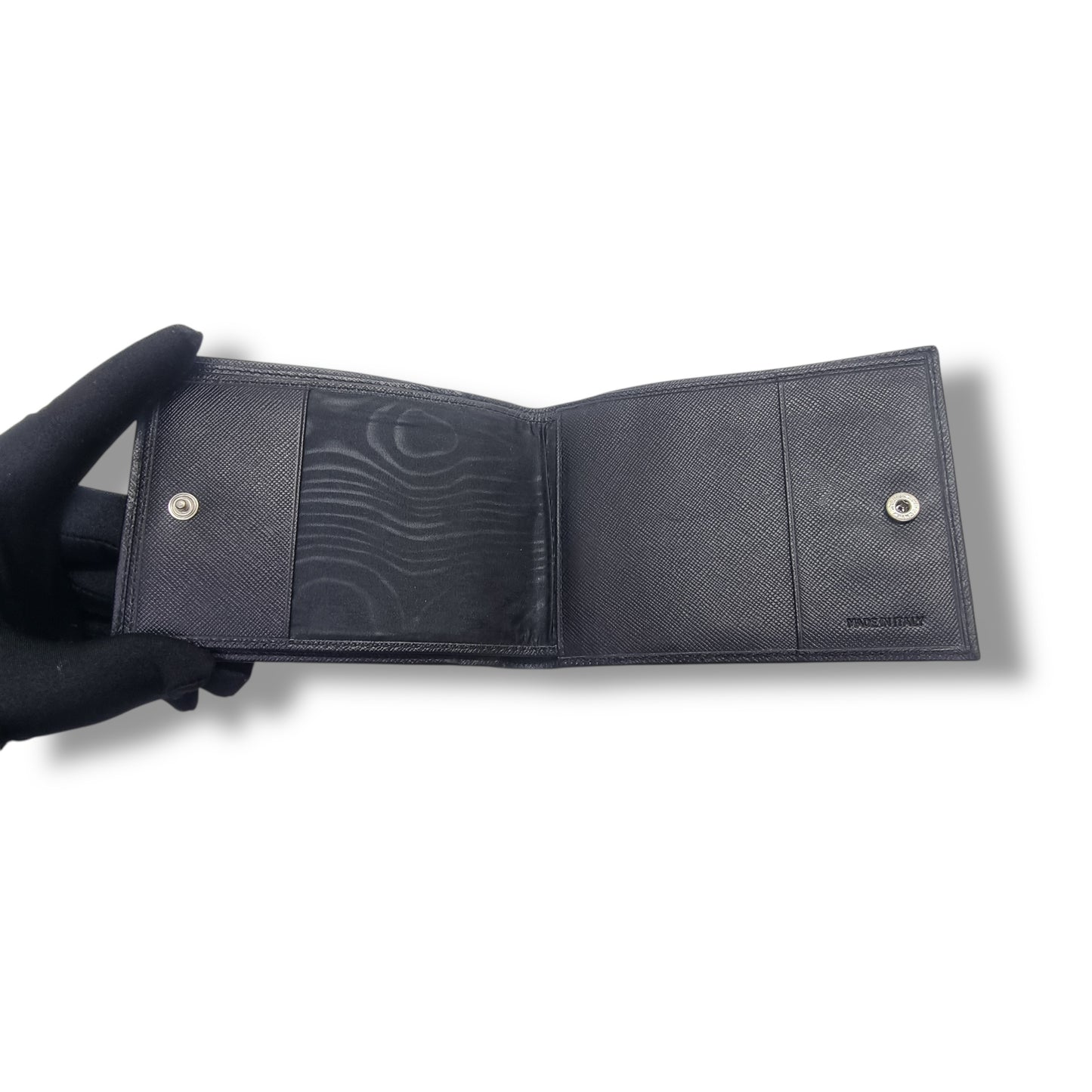 Prada Leather Wallet Cheque Holder (Black)