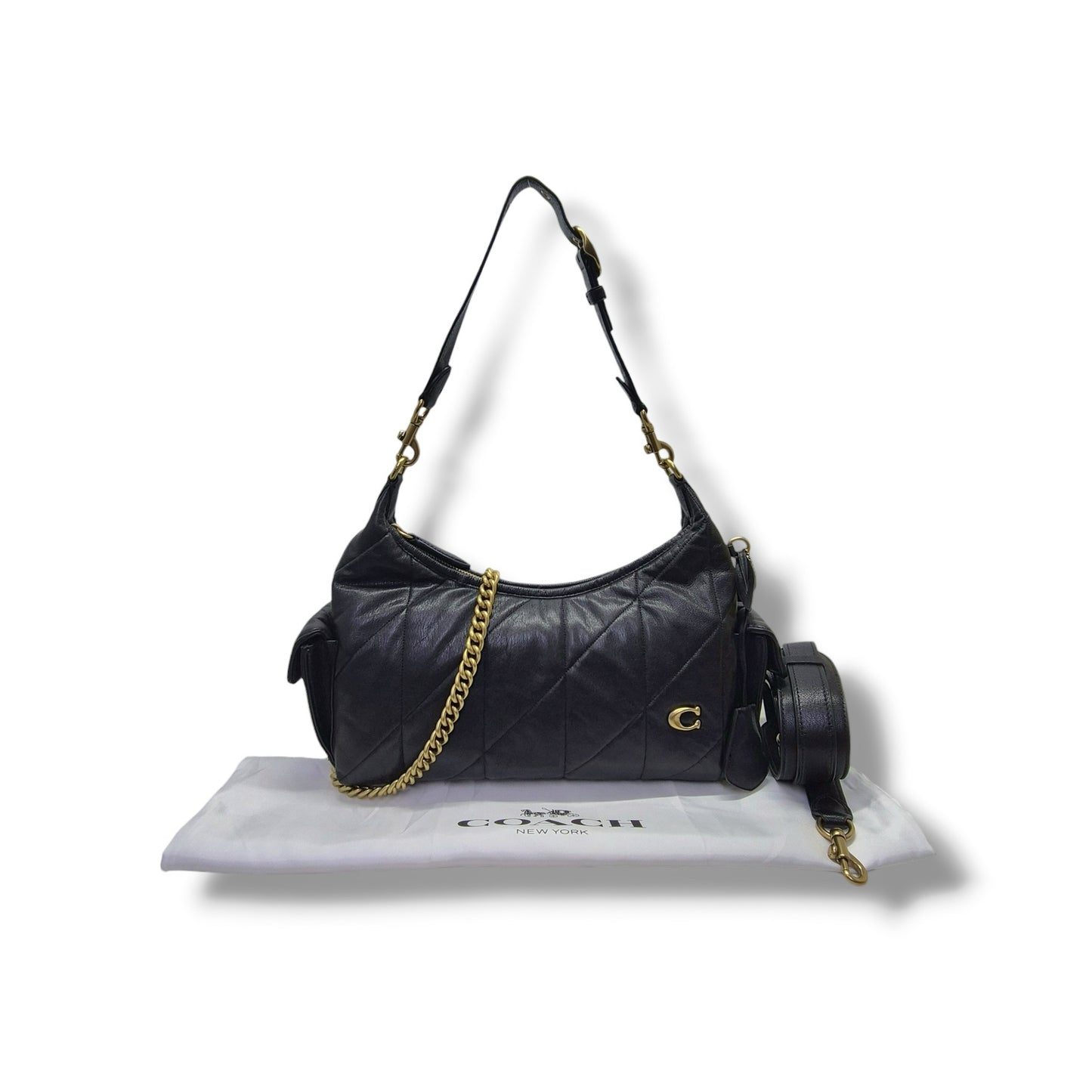 Coach Juliet Pocket 30 Smooth Leather Hobo Bag Ghw (Black)