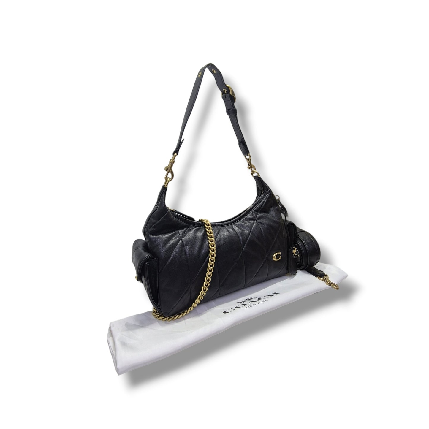 Coach Juliet Pocket 30 Smooth Leather Hobo Bag Ghw (Black)