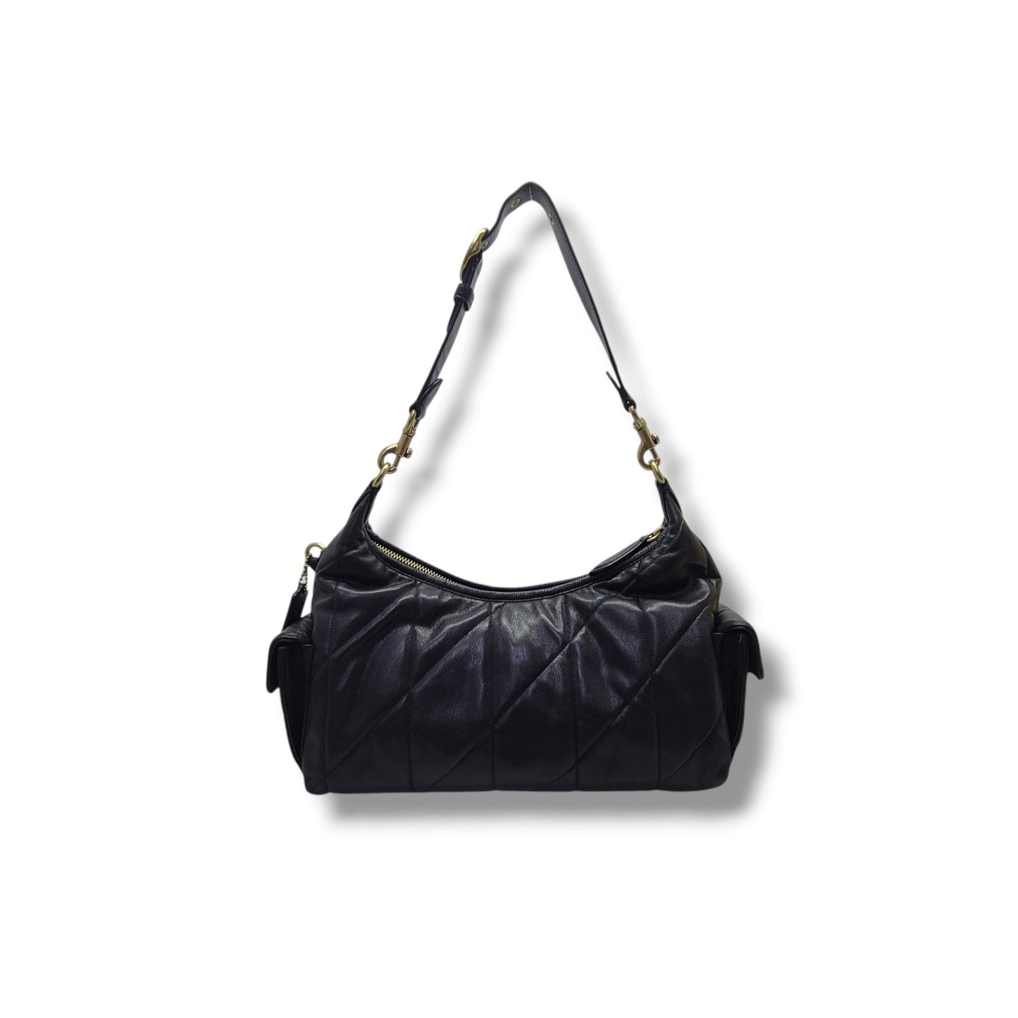 Coach Juliet Pocket 30 Smooth Leather Hobo Bag Ghw (Black)