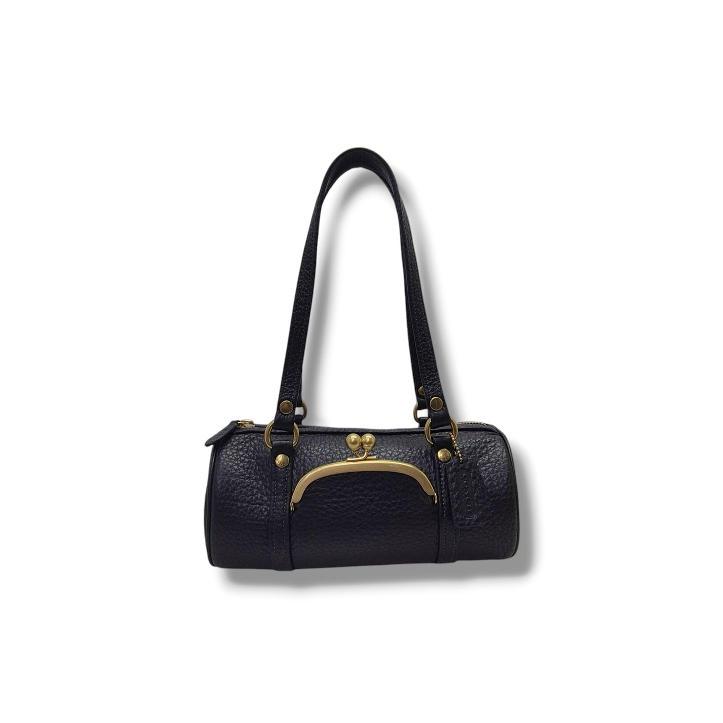 Coach Kisslock Barrel 28 Leather Bowling Bag Ghw (Black)