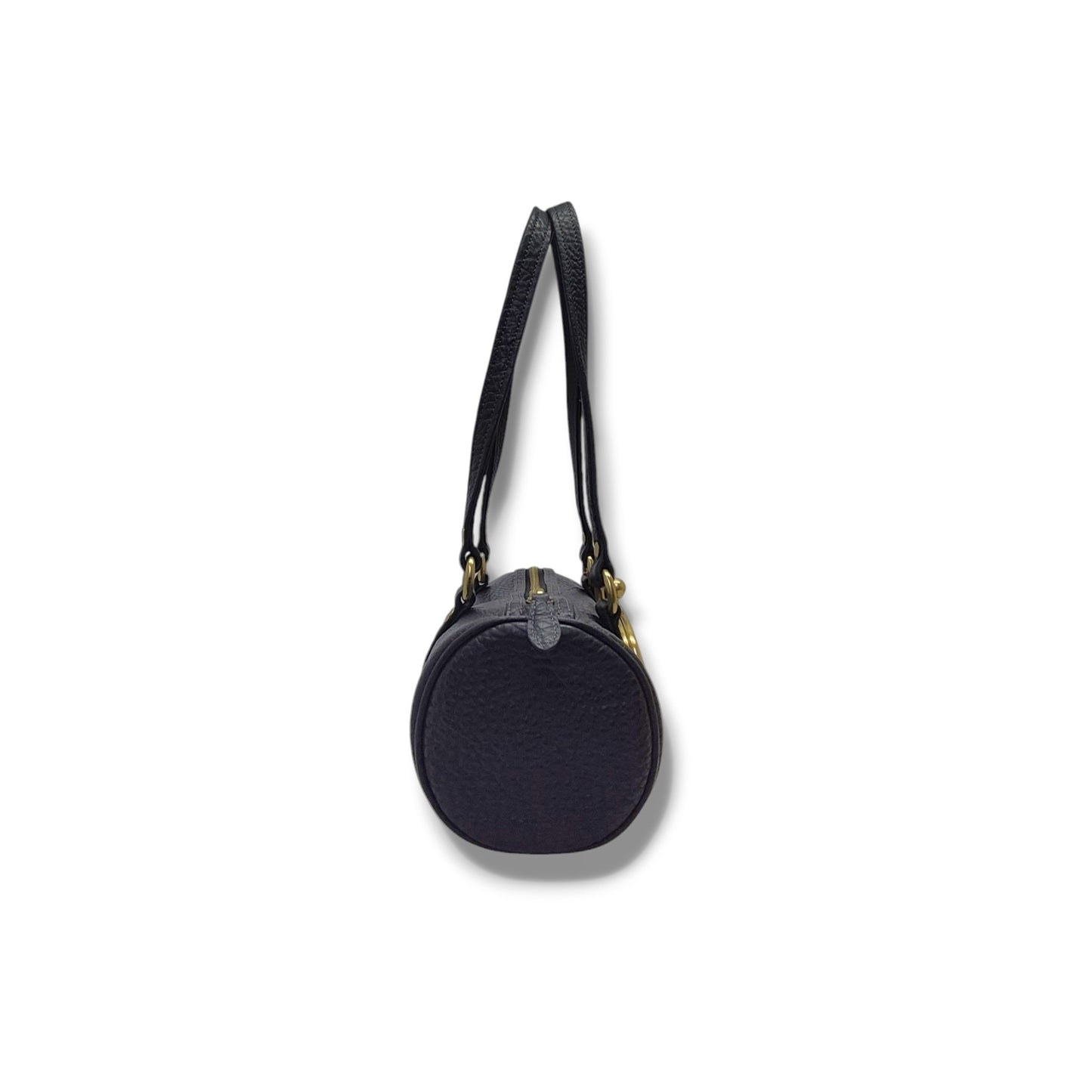 Coach Kisslock Barrel 28 Leather Bowling Bag Ghw (Black)