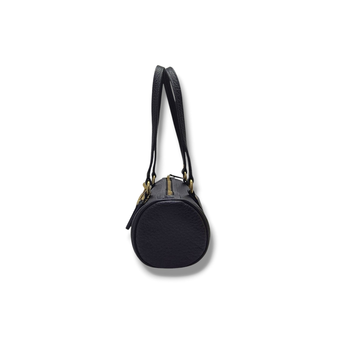 Coach Kisslock Barrel 28 Leather Bowling Bag Ghw (Black)