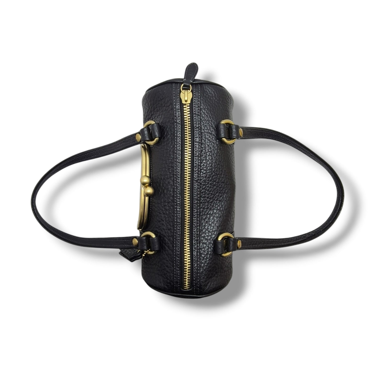 Coach Kisslock Barrel 28 Leather Bowling Bag Ghw (Black)