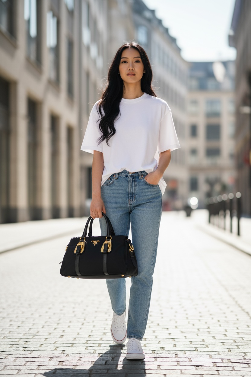 Prada BN1904 Nylon Tote Bag Ghw (Black)