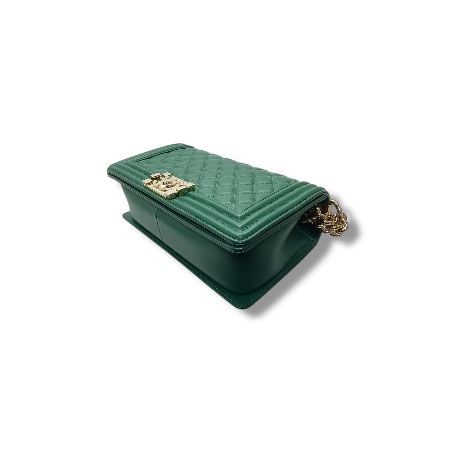 Chanel Boy Medium Lambskin Ghw (Green)