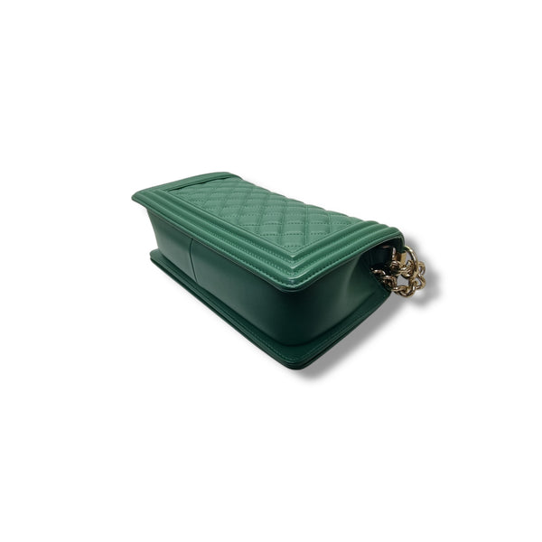 Chanel Boy Medium Lambskin Ghw (Green)