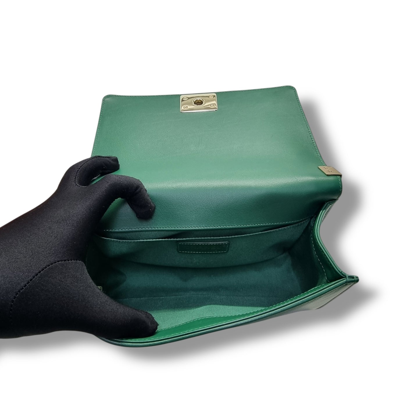 Chanel Boy Medium Lambskin Ghw (Green)